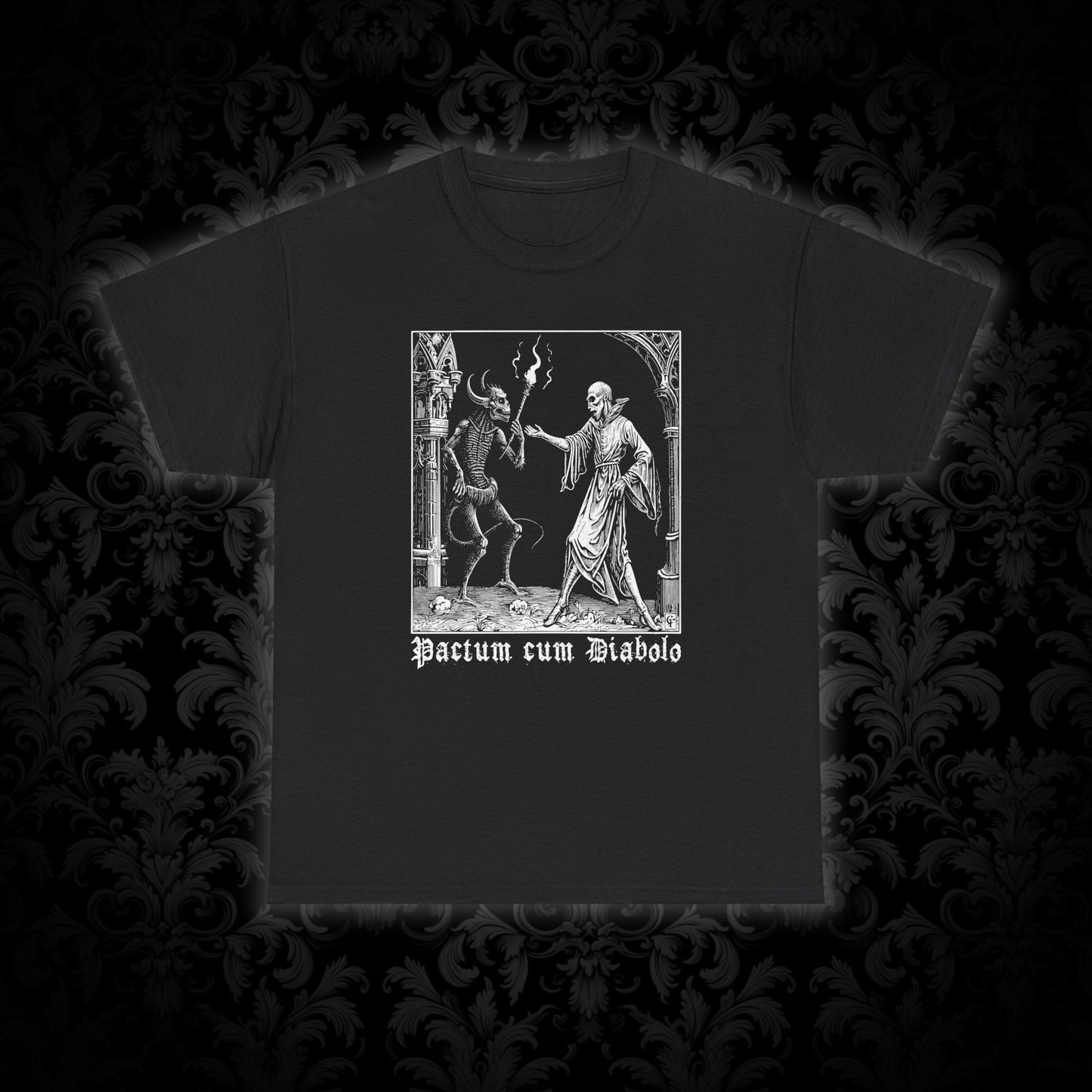 Unisex tričko Pactum cum Diabolo v bílé