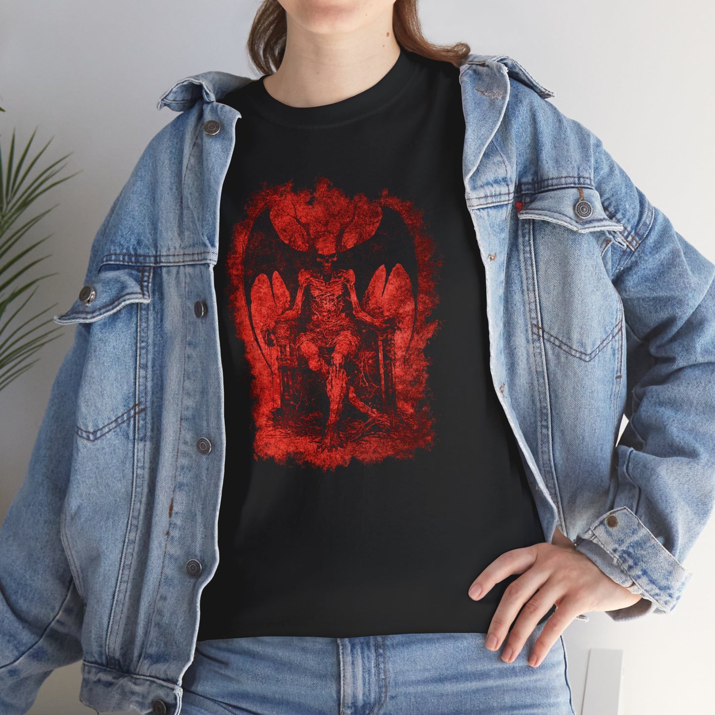 Unisex tričko Ďábel na trůnu v červené barvě