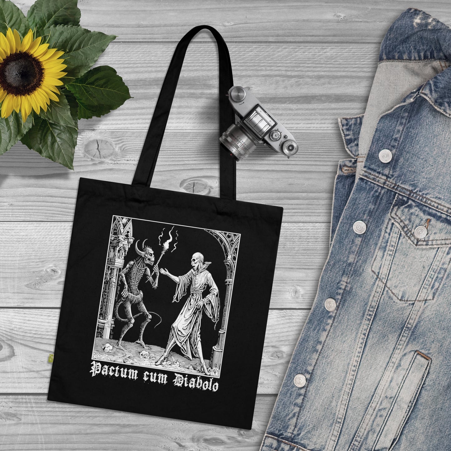 Tote Bag Pactum cum Diabolo v bílé