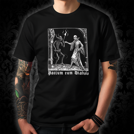Unisex tričko Pactum cum Diabolo v bílé