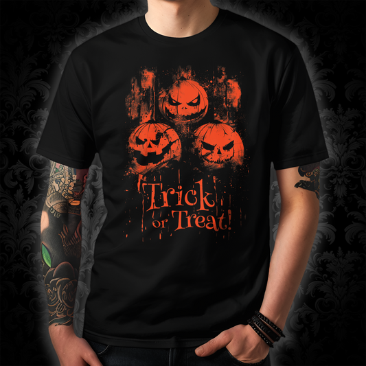 Unisex tričko Halloweenské dýně Trick or Treat v oranžové