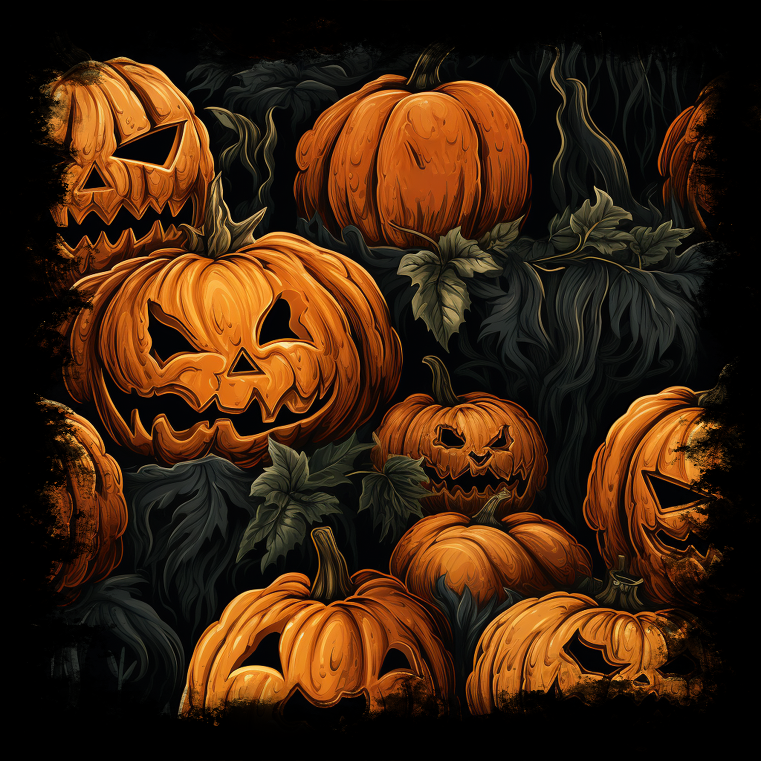 Spooky Halloween Pumpkin Field