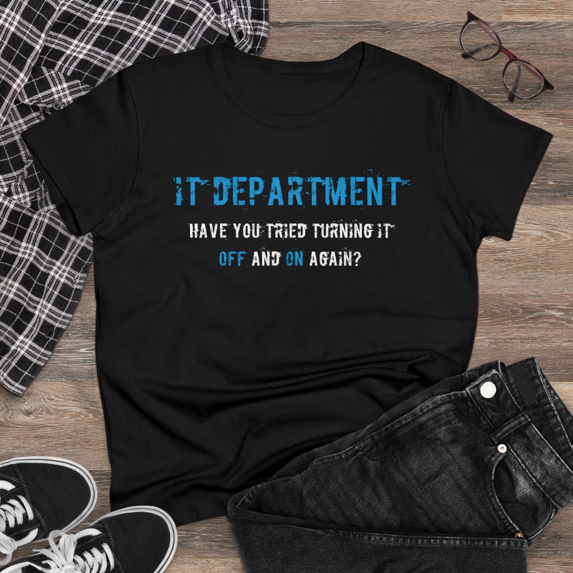 Women's T-shirt IT Support in Blue - Frogos Design