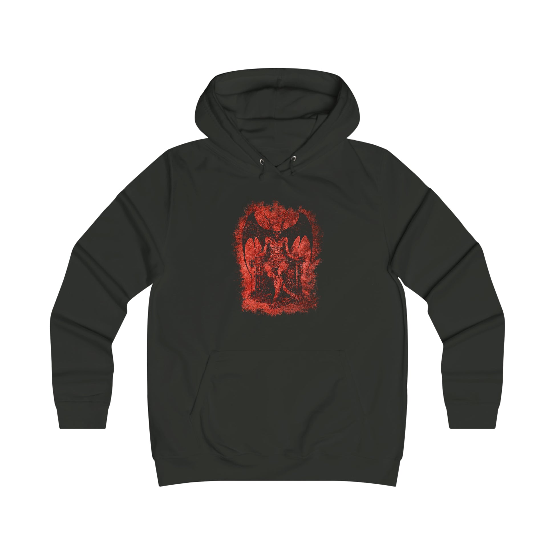 Girlie Hoodie Devil on his Throne in Red - Frogos Design