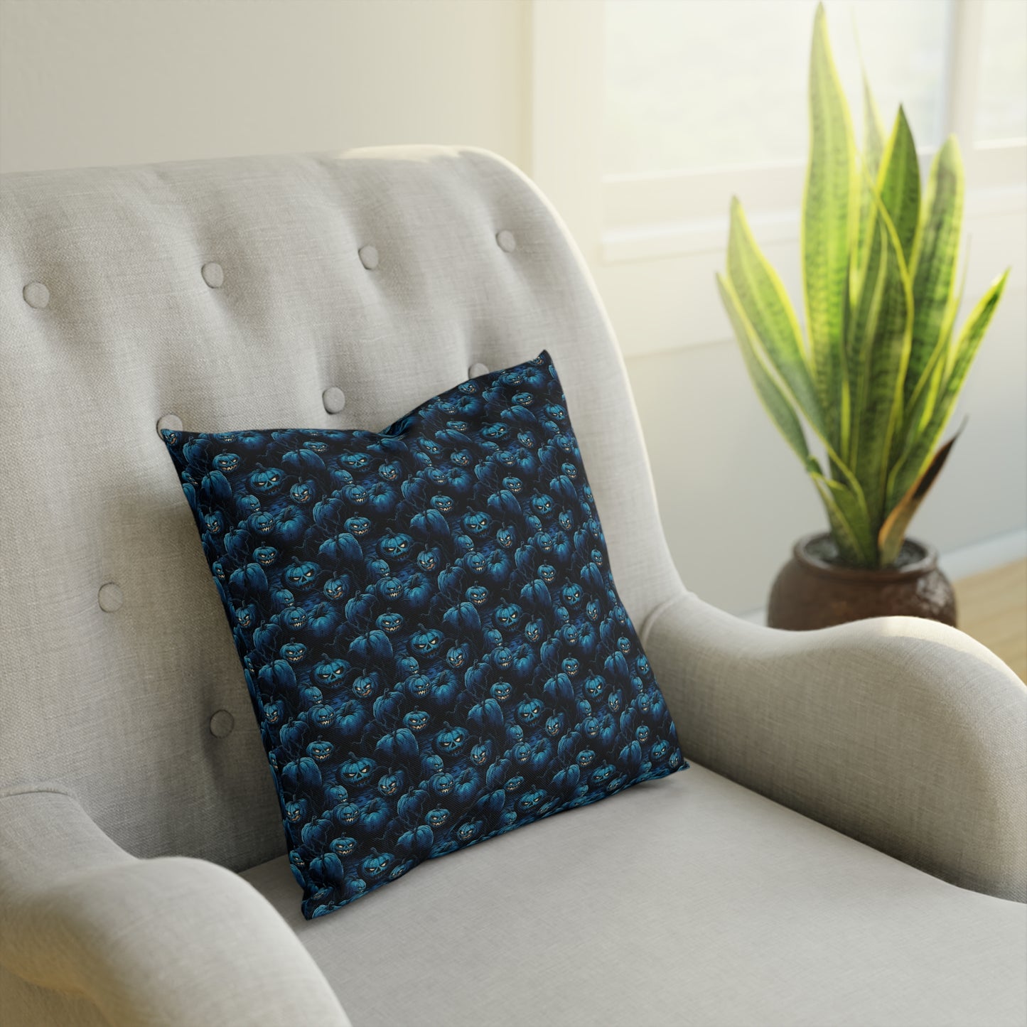 Cushions Spooky Blue Halloween Pumpkins - Frogos Design