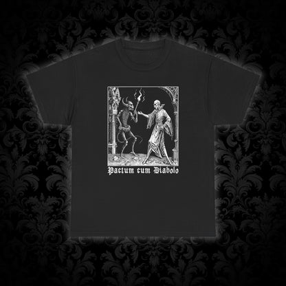 Unisex tričko Pactum cum Diabolo v bílé