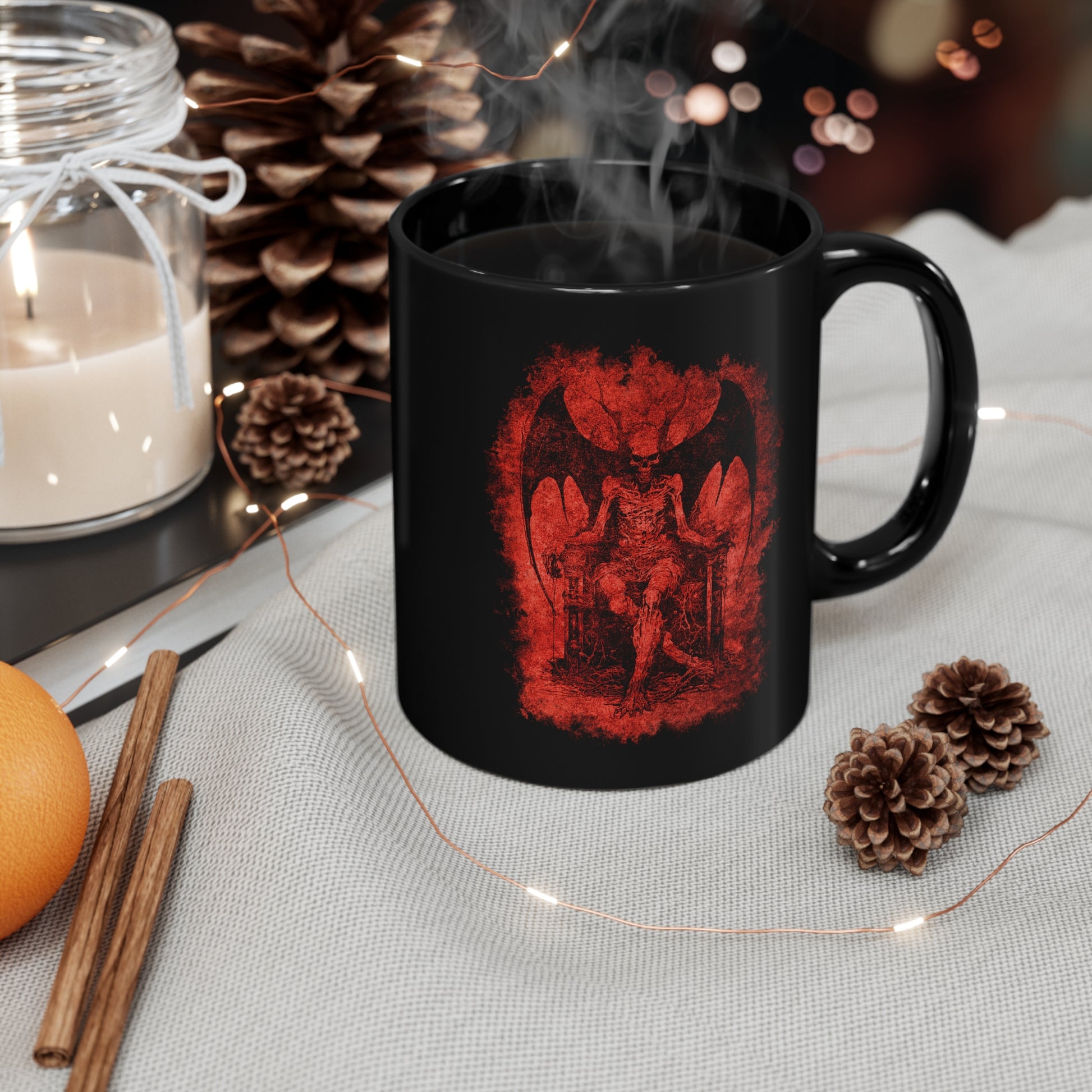 Mug Devil on his Throne in Hell in Red - Frogos Design