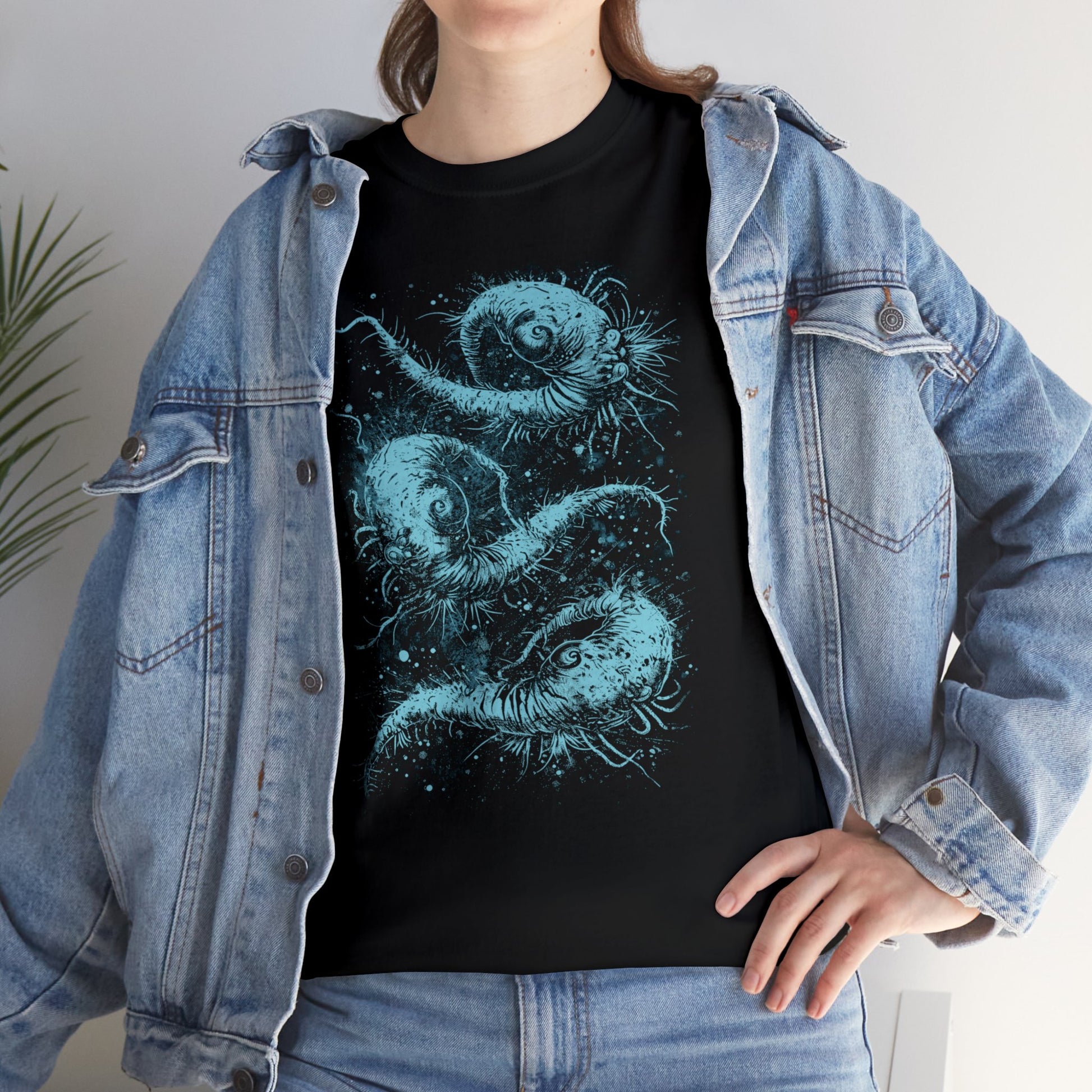 Unisex T-shirt Cosmic Worms in Blue - Frogos Design