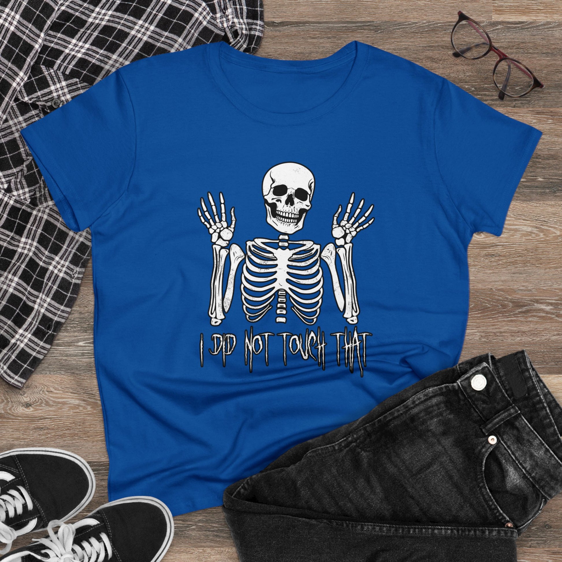 Women's T-shirt Skelly Did Not Touch That - Frogos Design