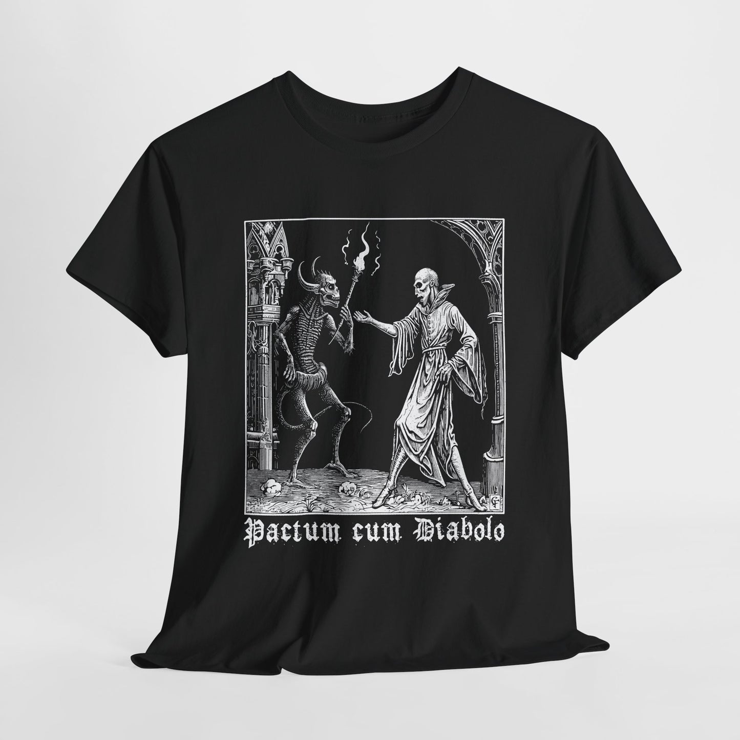Unisex tričko Pactum cum Diabolo v bílé
