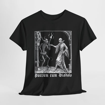 Unisex tričko Pactum cum Diabolo v bílé