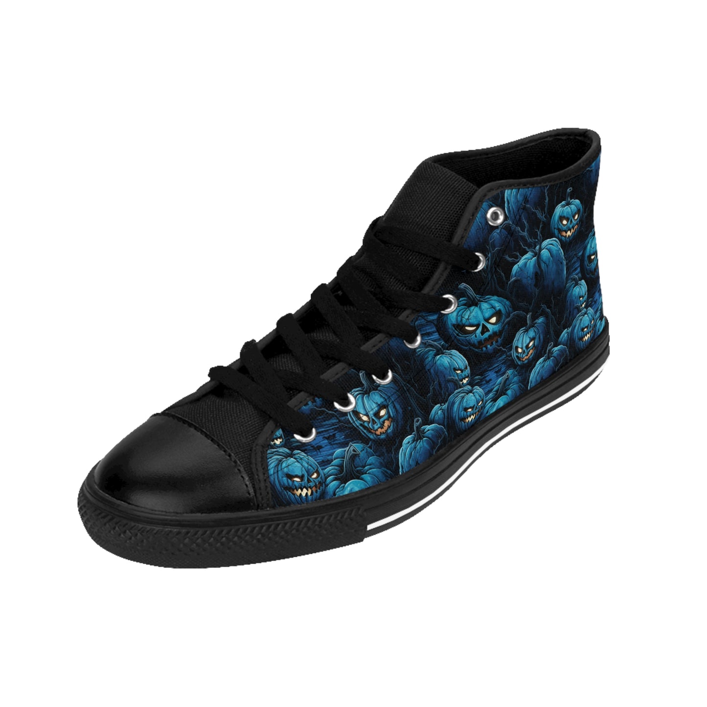 Classic Sneakers Spooky Blue Halloween Pumpkins - Frogos Design