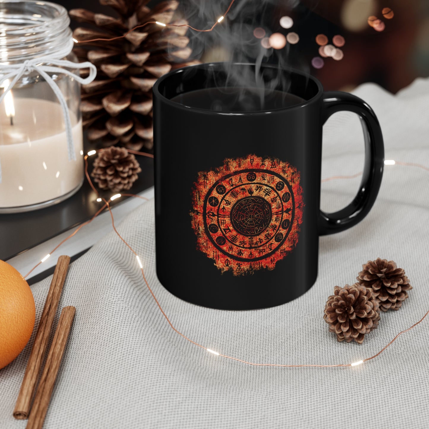 Mug Witchcraft Seal Design in Orange - Frogos Design