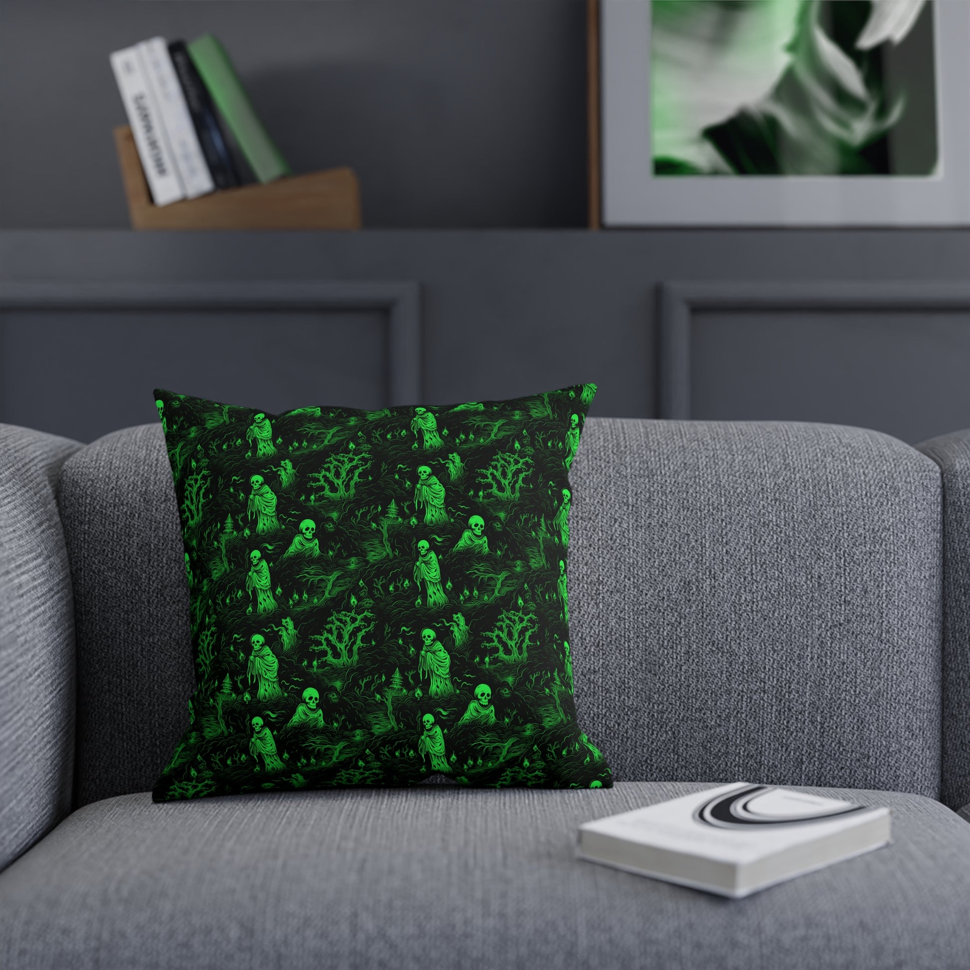 Cushions Spooky Ghosts in Green - Frogos Design