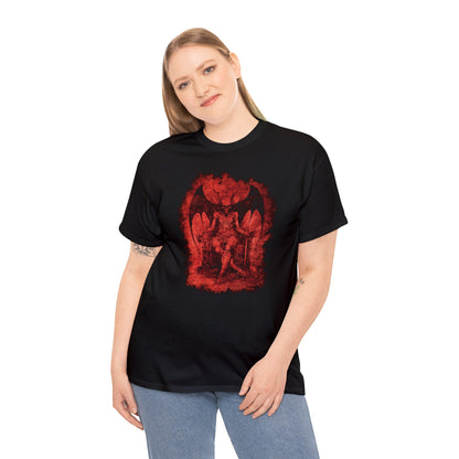 Unisex T-shirt Devil on his Throne in Red - Frogos Design