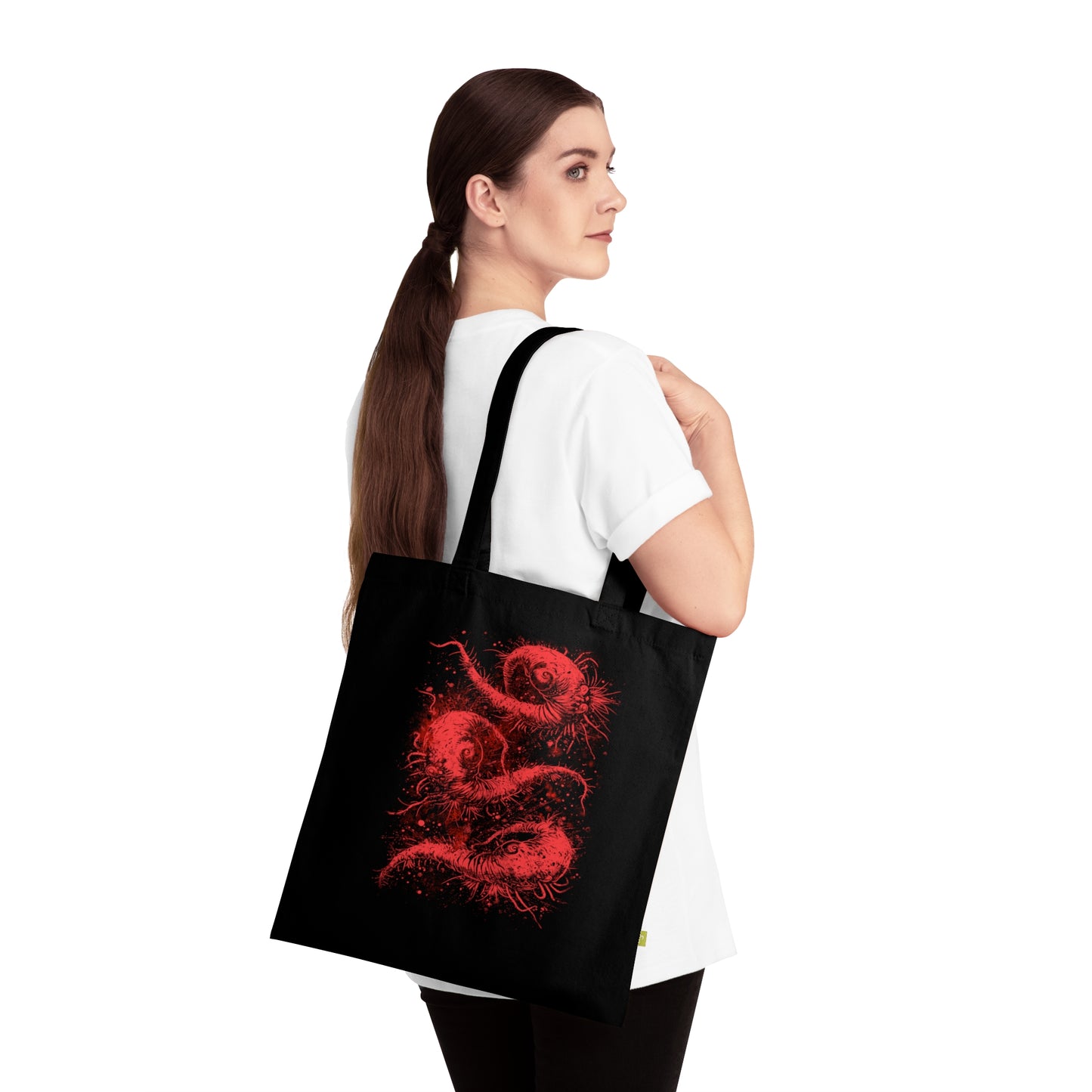 Tote Bag Cosmic Worms in Red - Frogos Design