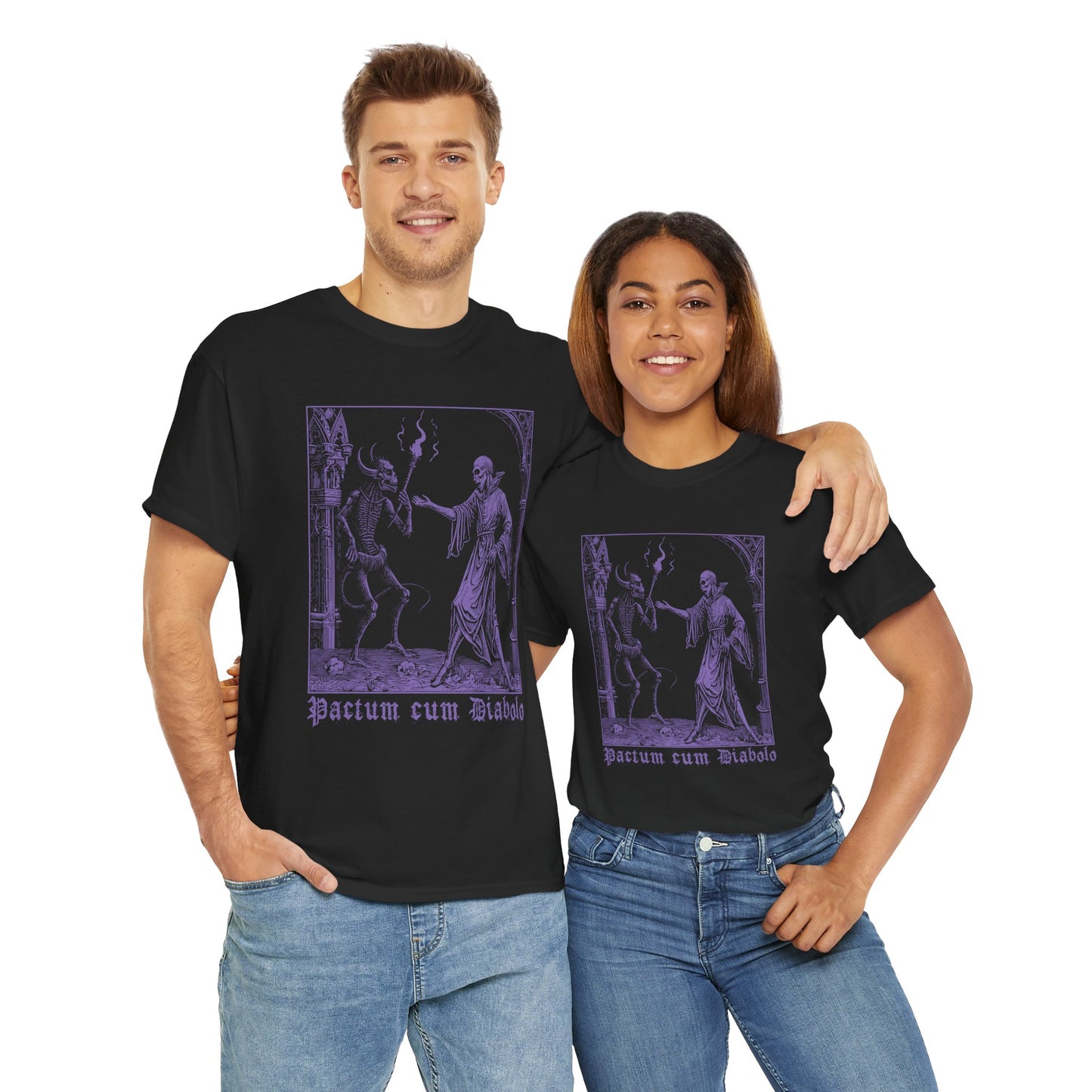 Unisex tričko Pactum cum Diabolo ve fialové