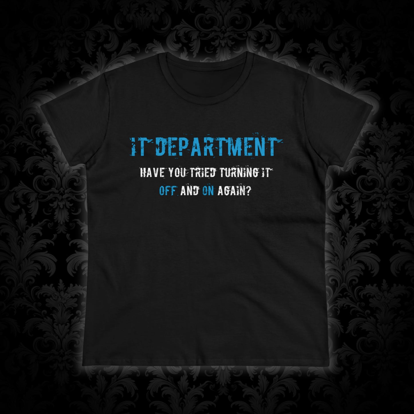 Women's T-shirt IT Support in Blue - Frogos Design