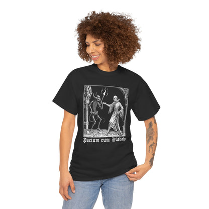 Unisex tričko Pactum cum Diabolo v bílé
