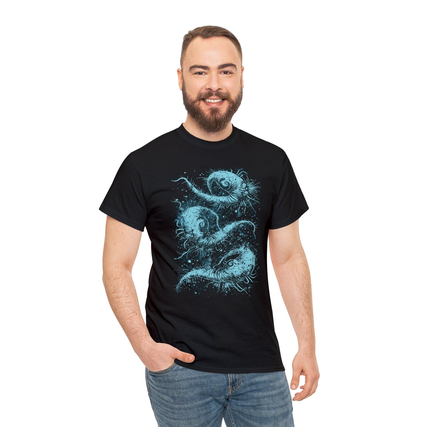 Unisex T-shirt Cosmic Worms in Blue - Frogos Design