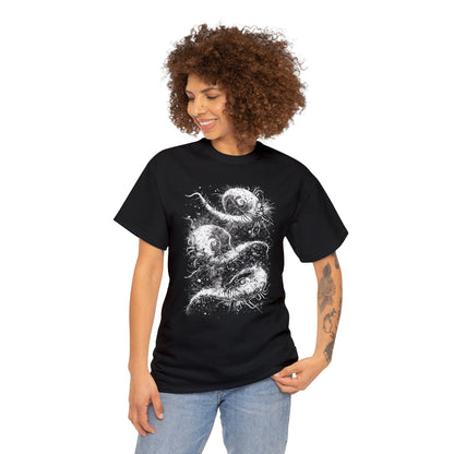 Unisex T-shirt Cosmic Worms in White - Frogos Design