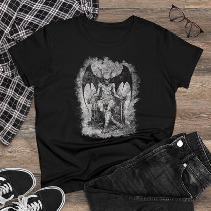 Women's T-shirt Devil on his Throne in Grey - Frogos Design