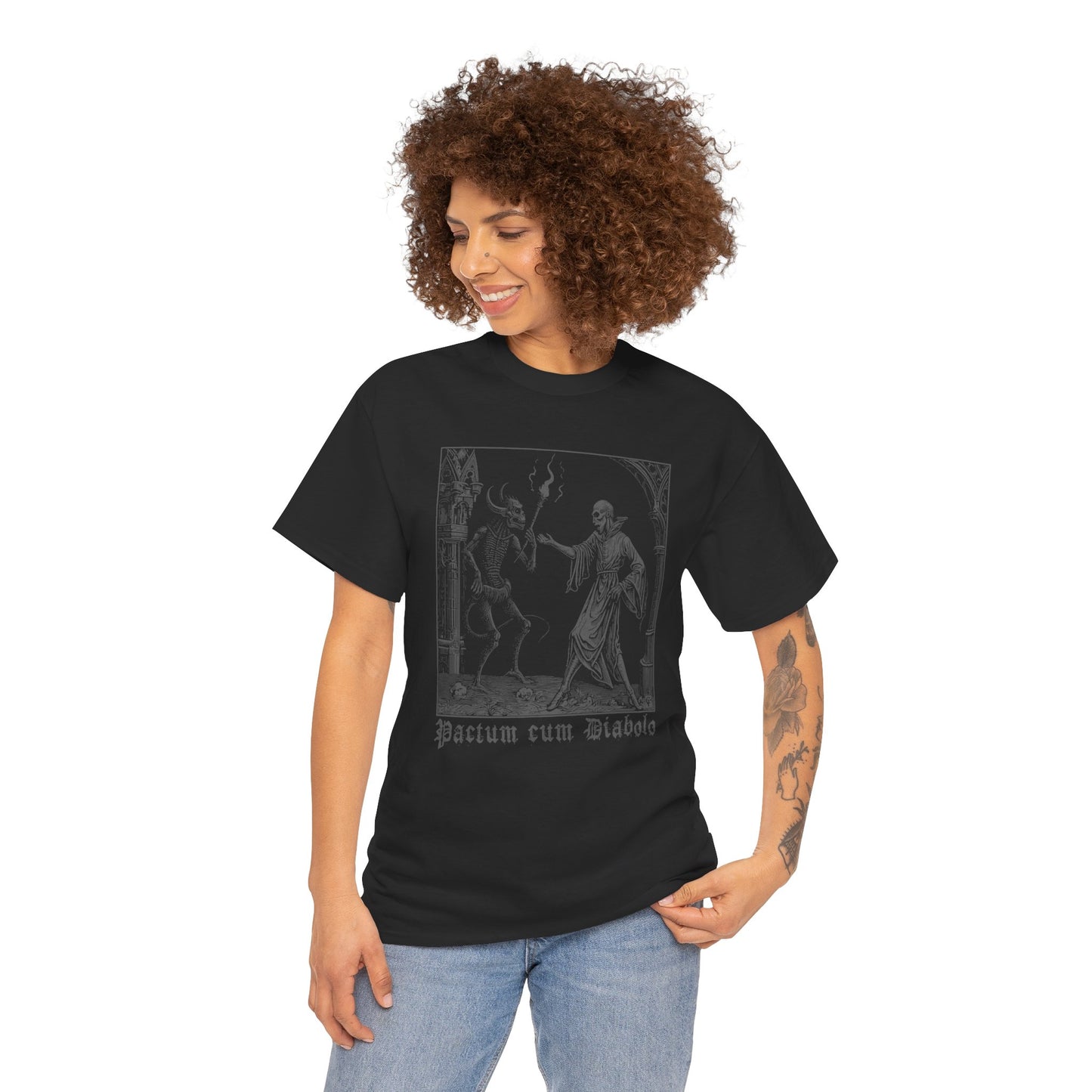 Unisex tričko Pactum cum Diabolo v béžové