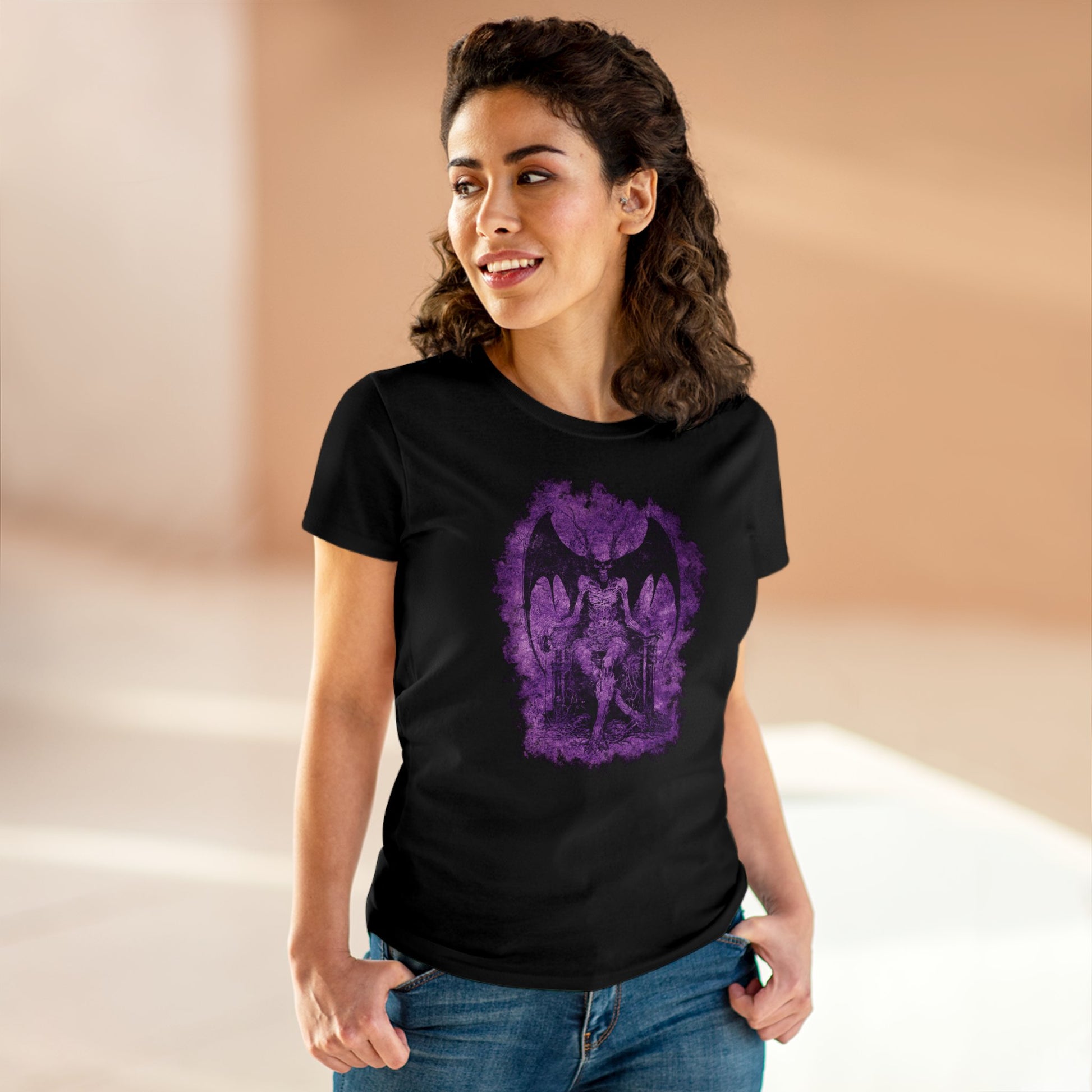 Women's T-shirt Devil on his Throne in Purple - Frogos Design