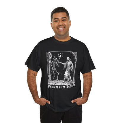 Unisex tričko Pactum cum Diabolo v bílé
