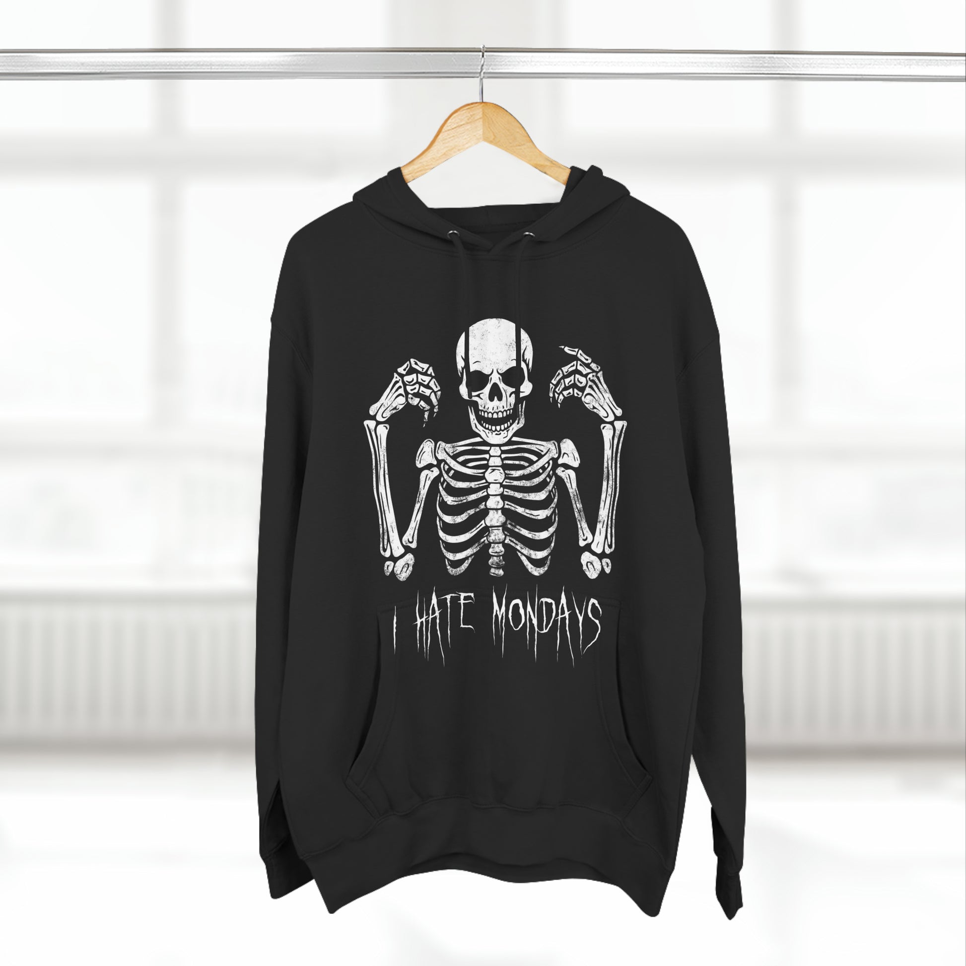 Unisex Pullover Hoodie Skeleton hates Mondays - Frogos Design