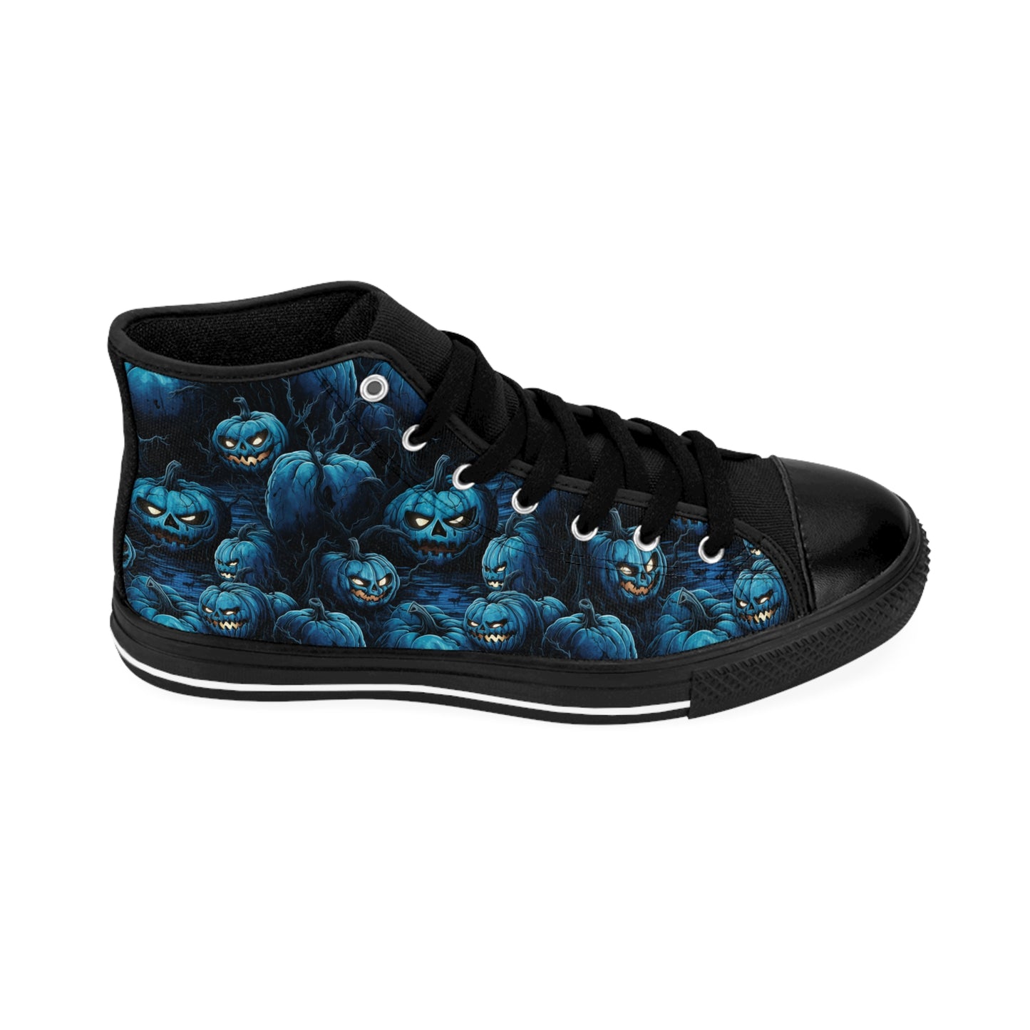 Classic Sneakers Spooky Blue Halloween Pumpkins - Frogos Design