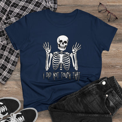 Women's T-shirt Skelly Did Not Touch That - Frogos Design