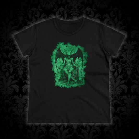 Women's T-shirt Devil on his Throne in Green - Frogos Design