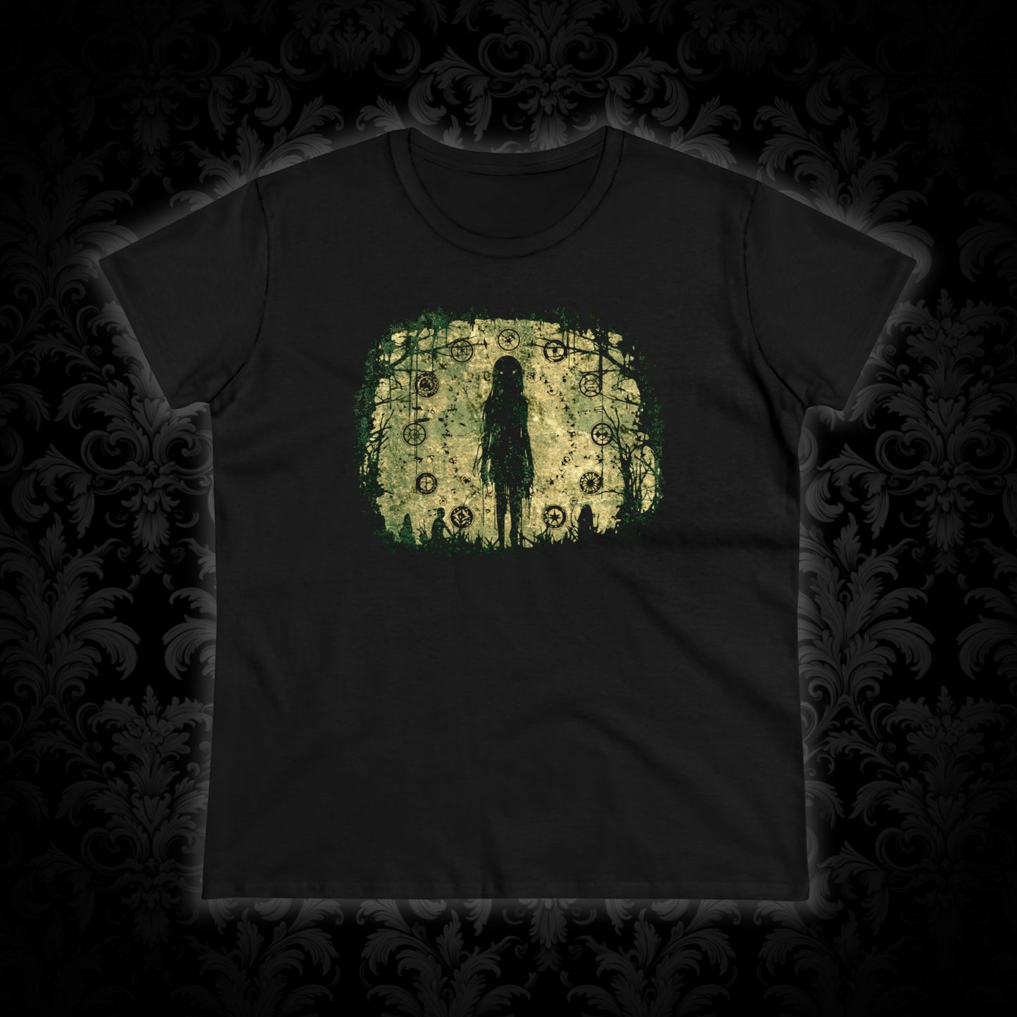 Women's T-shirt Evil is Here in Green - Frogos Design