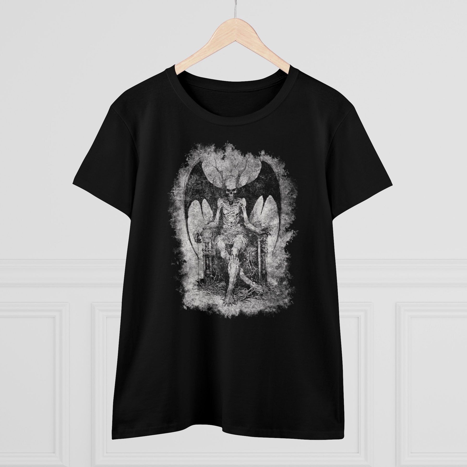 Women's T-shirt Devil on his Throne in Grey - Frogos Design