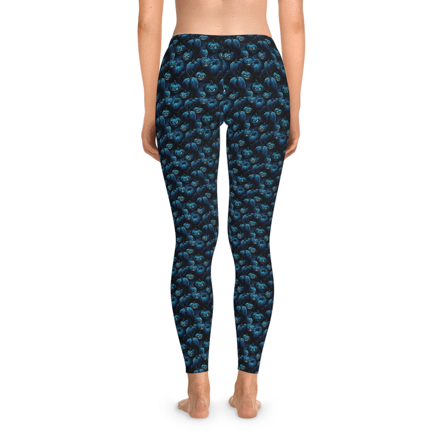 Women`s Leggings Spooky Blue Halloween Pumpkins - Frogos Design