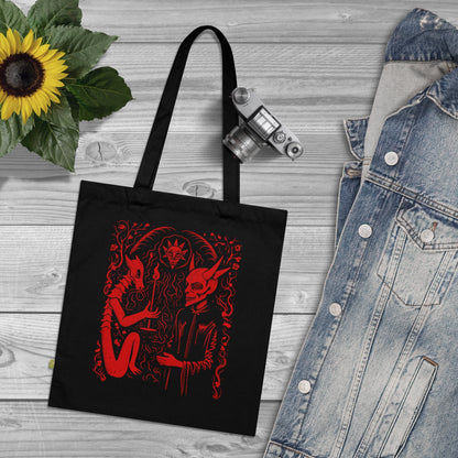 Tote Bag Pact with the Devil in Red - Frogos Design