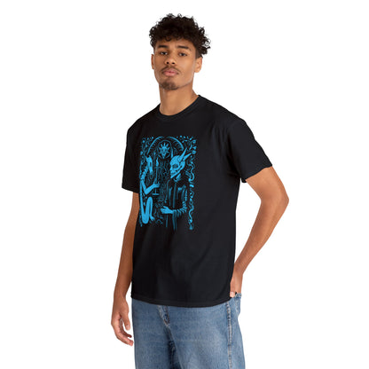 Unisex T-shirt Pact with the Devil in Blue - Frogos Design