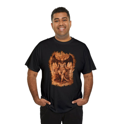 Unisex T-shirt Devil on his Throne in Beige Square - Frogos Design