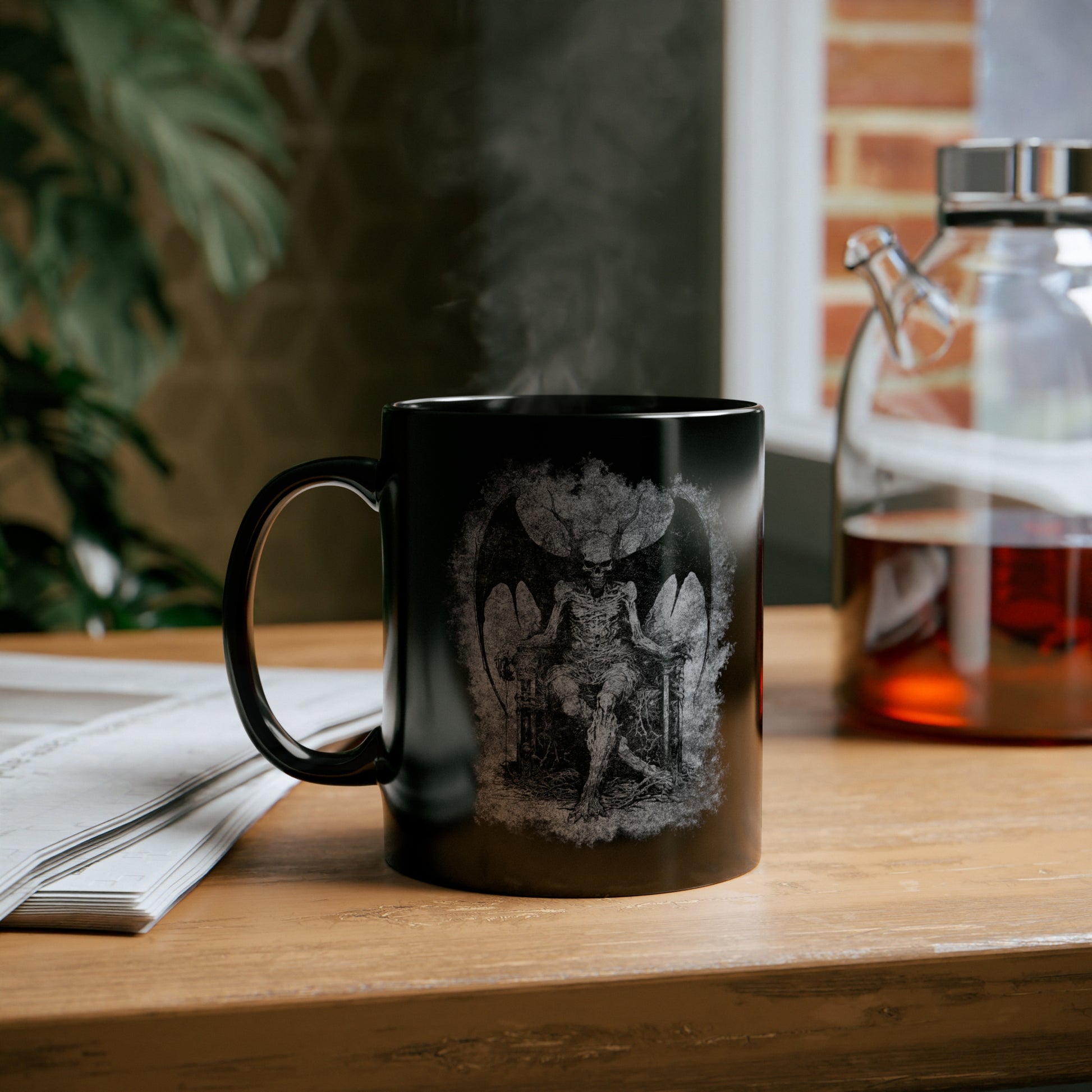 Mug Devil on his Throne in Hell in Grey - Frogos Design