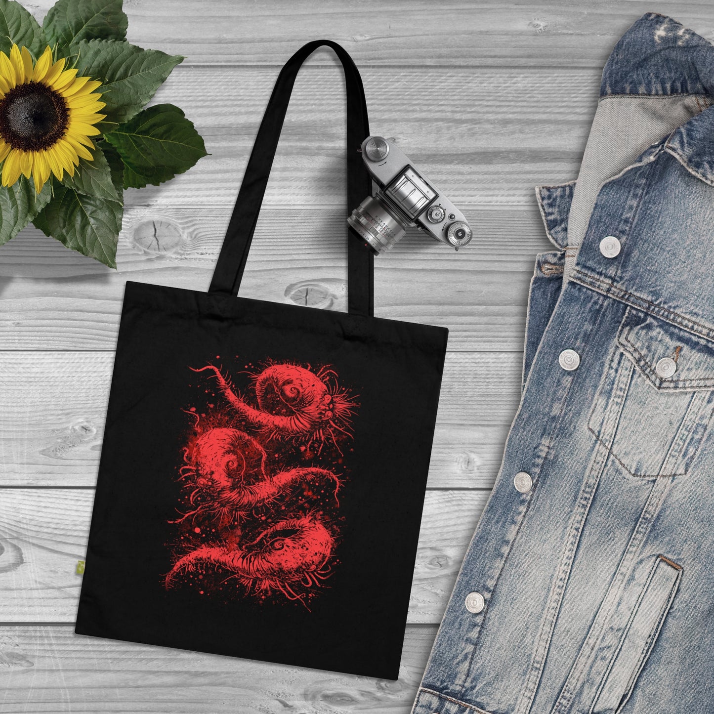 Tote Bag Cosmic Worms in Red - Frogos Design