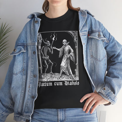 Unisex tričko Pactum cum Diabolo v bílé