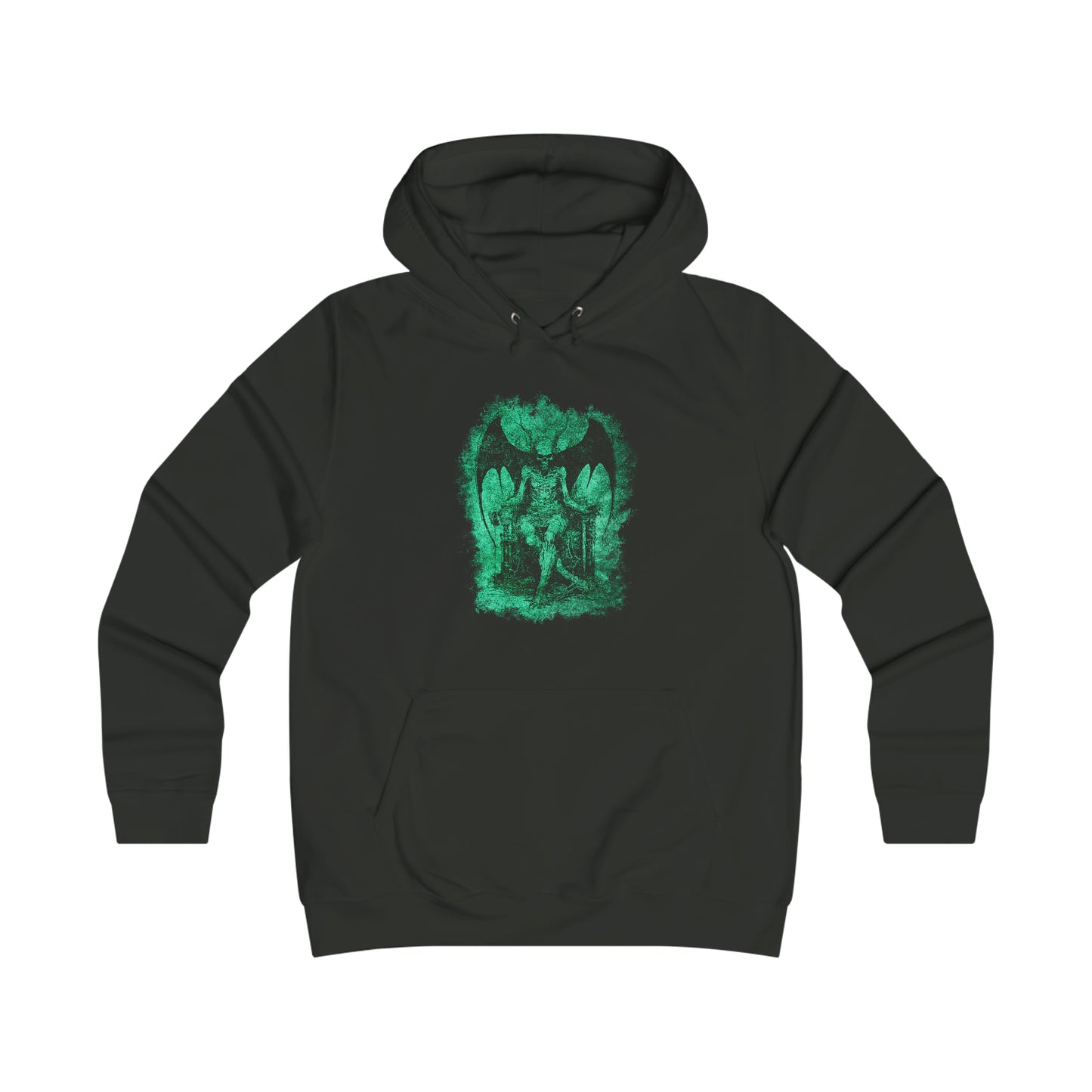 Girlie Hoodie Devil on his Throne in Green - Frogos Design