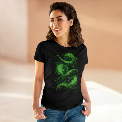 Women's T-shirt Cosmic Worms in Green - Frogos Design