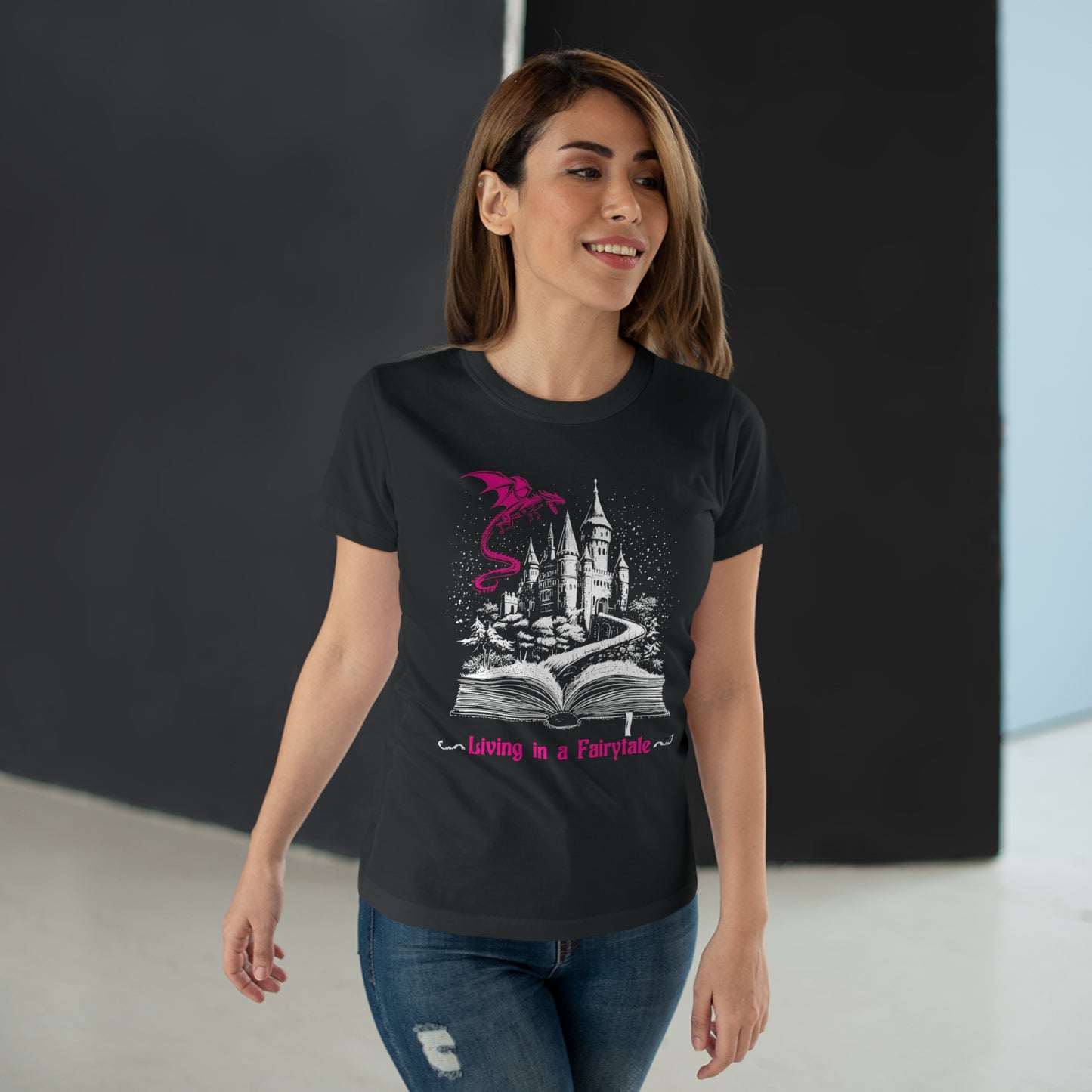 Women's T-shirt Living in a Fairytale in Pink