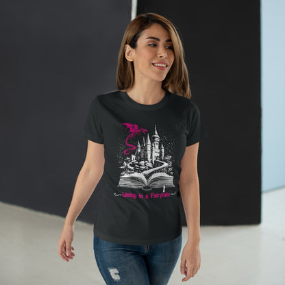 Women's T-shirt Living in a Fairytale in Pink