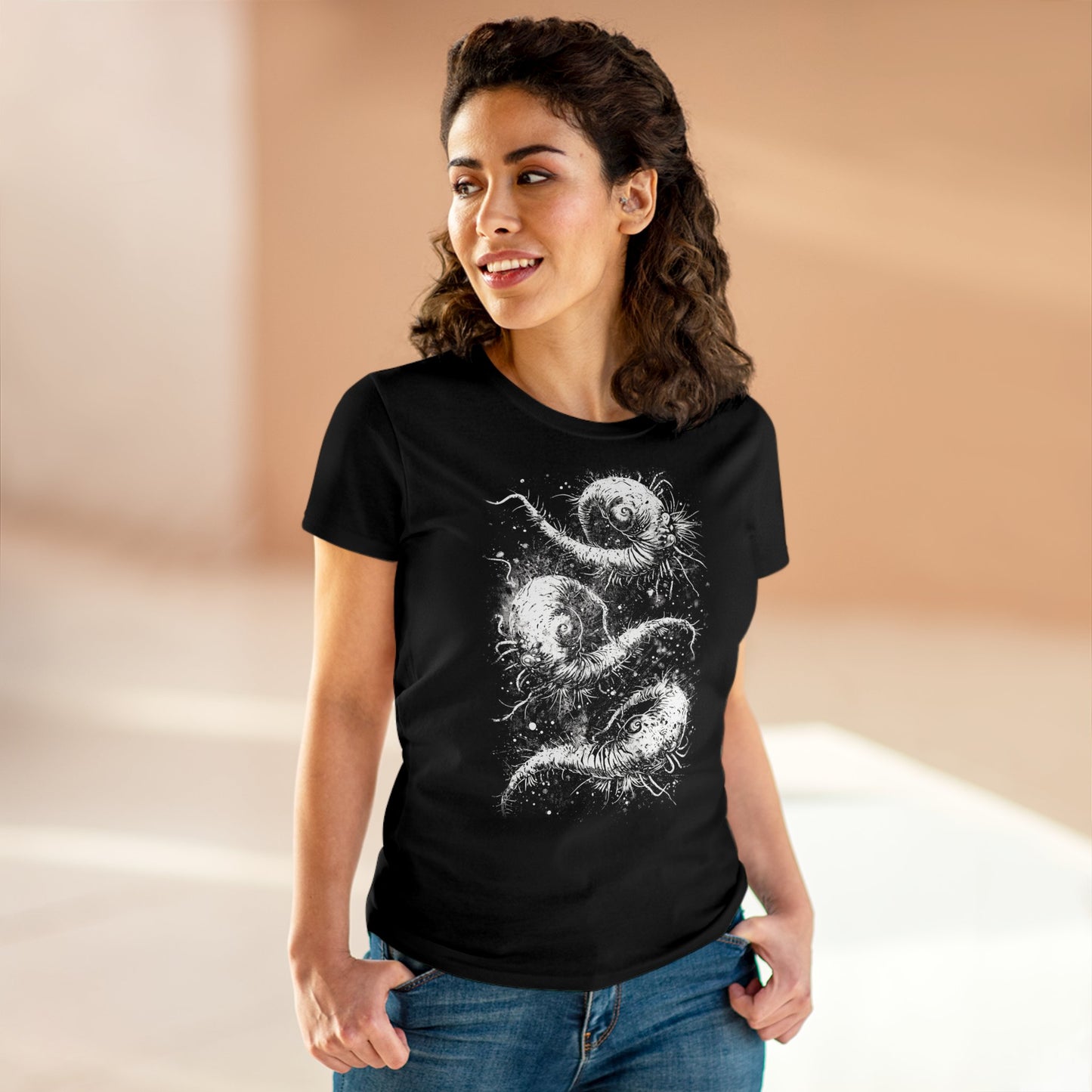 Women's T-shirt Cosmic Worms in White - Frogos Design