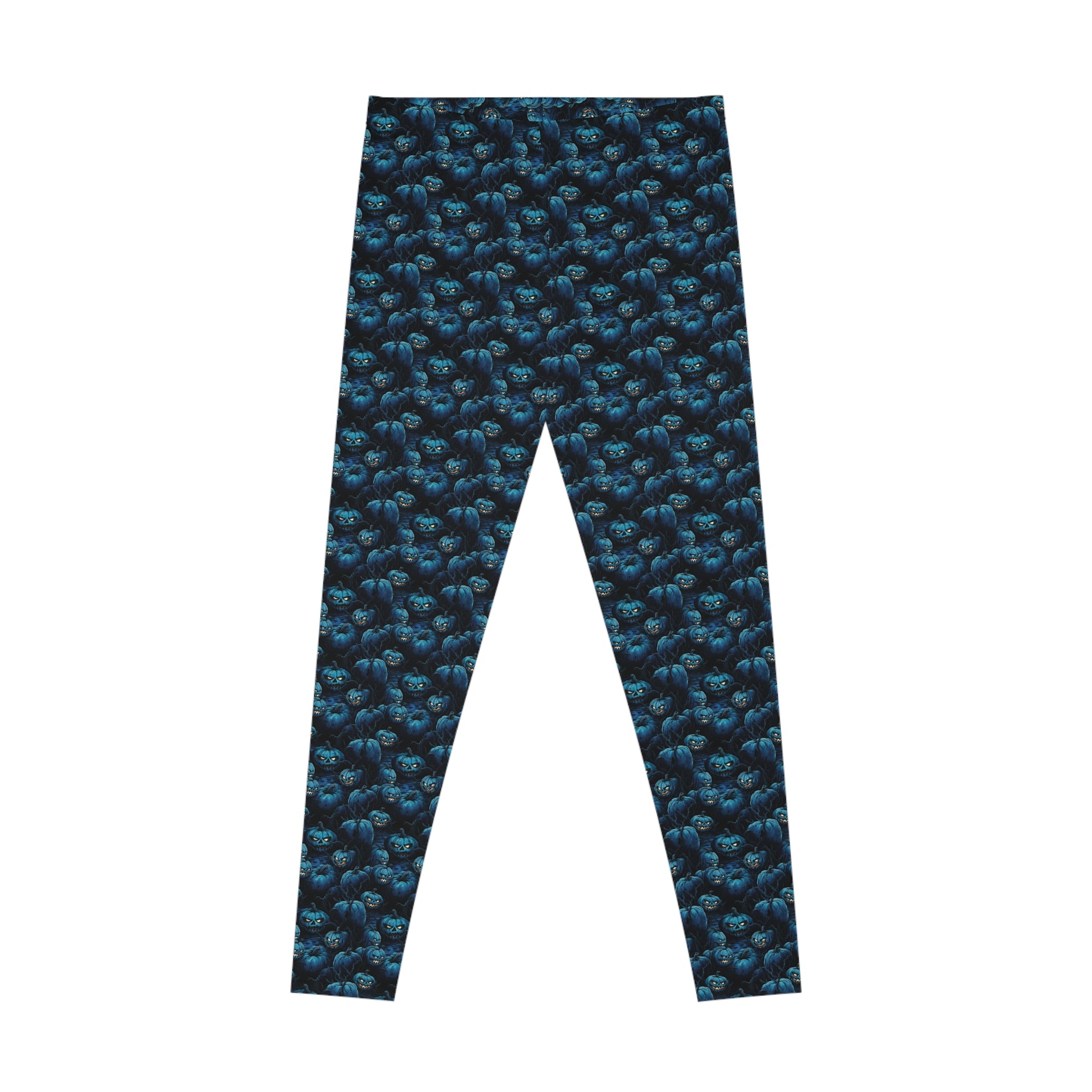 Women`s Leggings Spooky Blue Halloween Pumpkins - Frogos Design