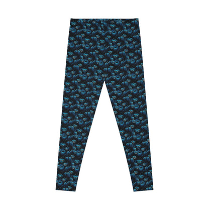 Women`s Leggings Spooky Blue Halloween Pumpkins - Frogos Design