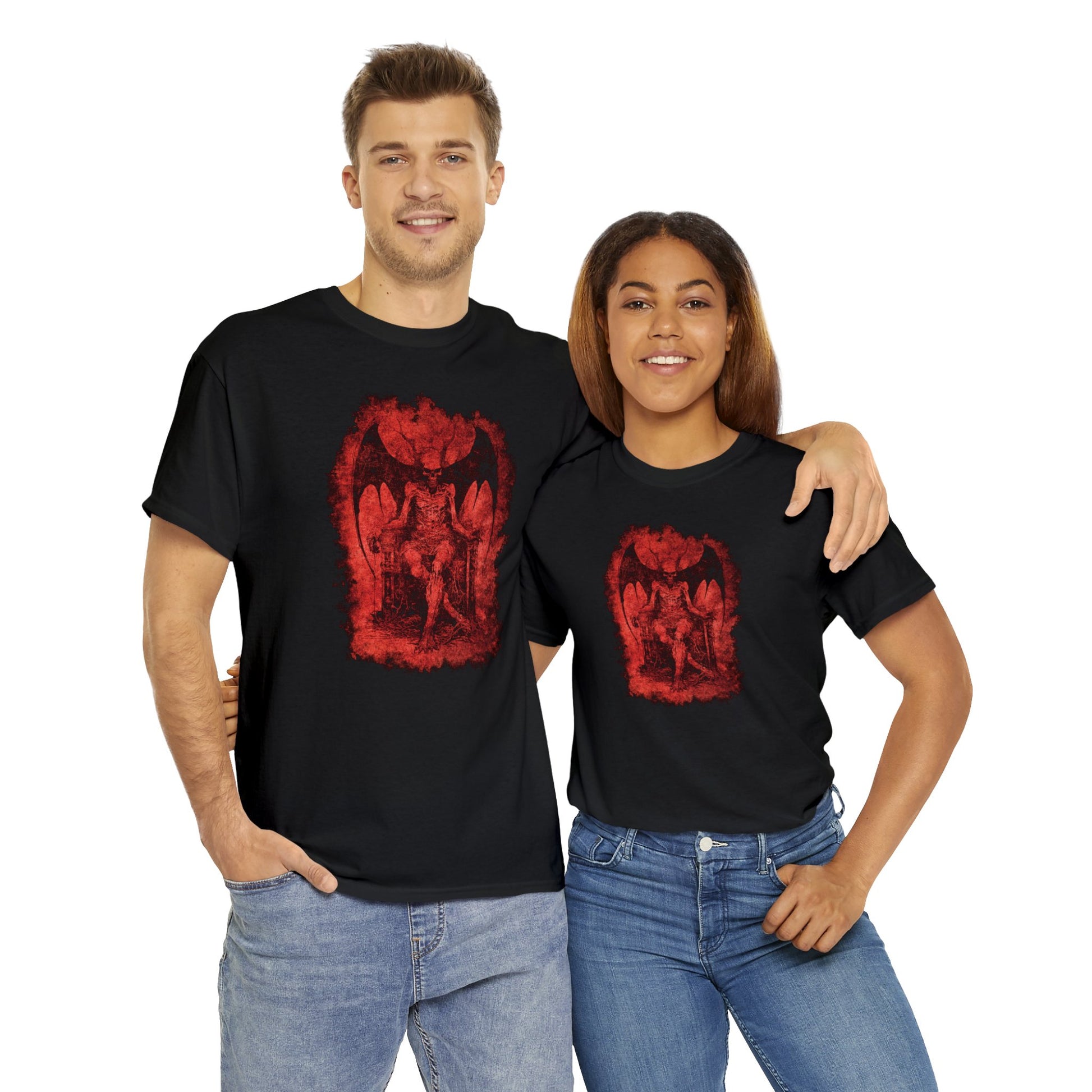 Unisex T-shirt Devil on his Throne in Red - Frogos Design